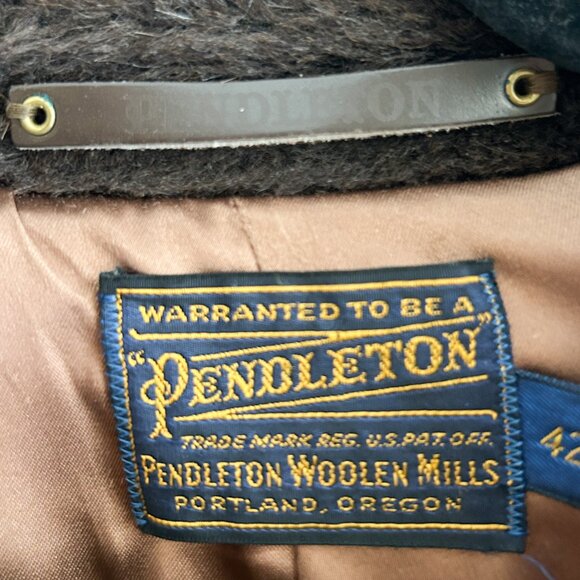 VINTAGE 60s/70s Pendleton Virgin Wool Herringbone Ranch Coat Loomed in Oregon - Picture 4 of 10